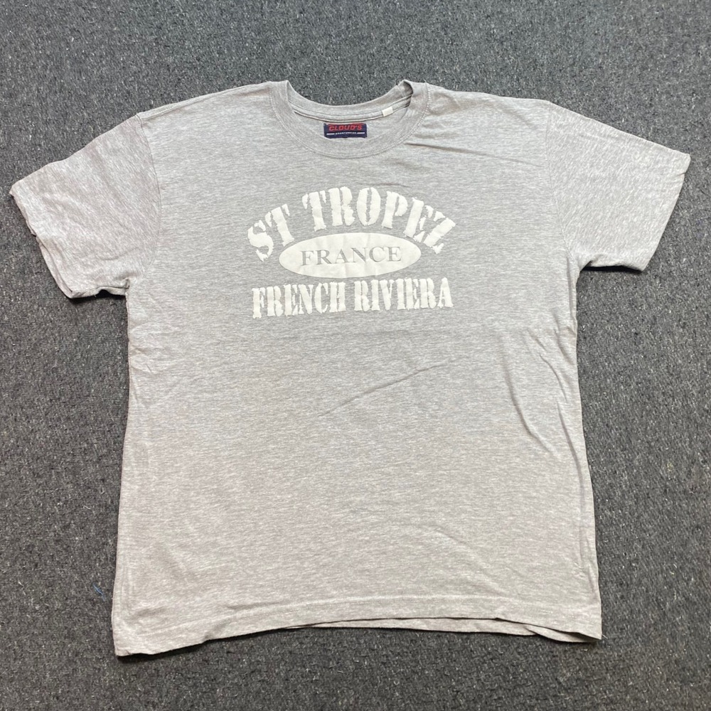 St Tropez France TShirt Sz L Mens Gray Skater French Riviera Graphic Tee